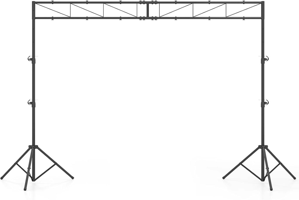 Supporto Luce a Traliccio, Traliccio Luci Regolabile in Altezza 140-264,9 cm con Piedini Antiscivolo, Treppiede Stabile in Ferro, Portata 50 kg, Pieghevole per Palco, Eventi, Feste e Concerti
