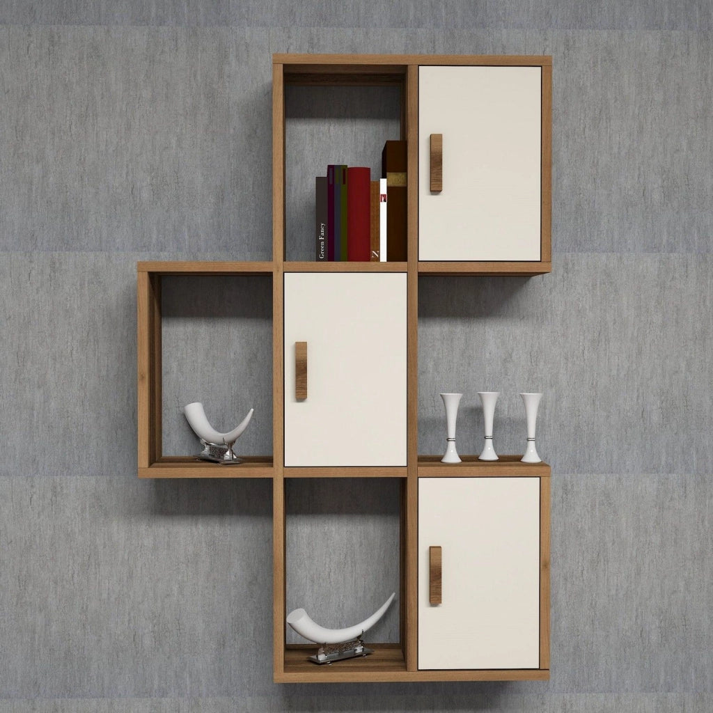Carzano, Mensola 7 Ripiani, 50x20x113h cm Marrone Noce