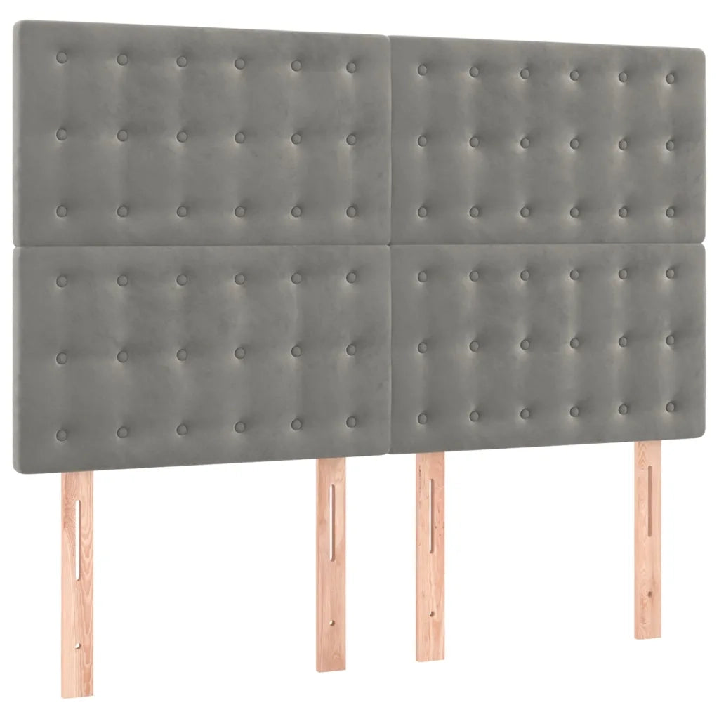 Giroletto a Molle con Materasso Grigio Chiaro 140x190cm Velluto 3132915