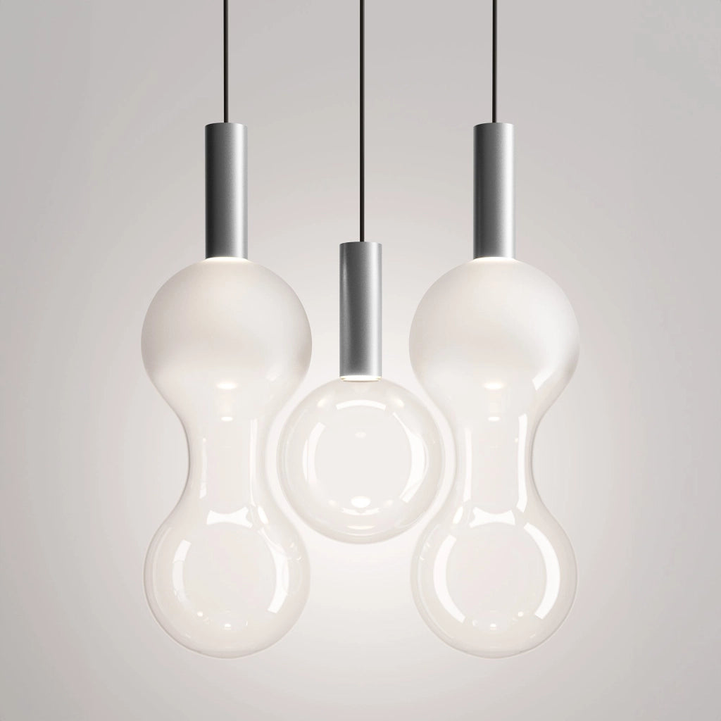 Zafferano Lampada a sospensione Sfera LED TRIAC 8W 2700K Vetro borosilicato trasparente e alluminio, design moderno per illuminazione d'interni