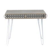 Scrivania Ilia 96x51x75 cm piedi in metallo bianco e piano rovere