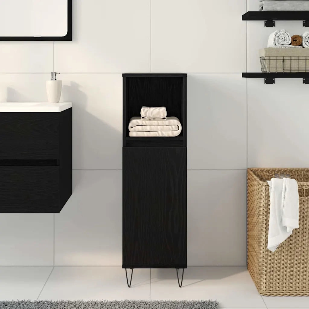 Mobile da Bagno Rovere Nero 30 x 30 x 100 cm Legno multistrato 862885