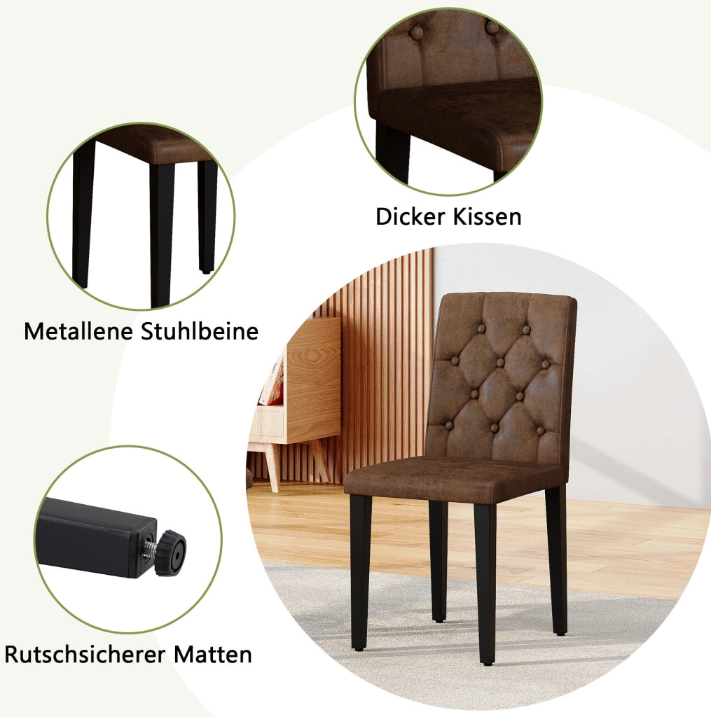 Set di 4 sedie da pranzo retrò marroni con gambe nere