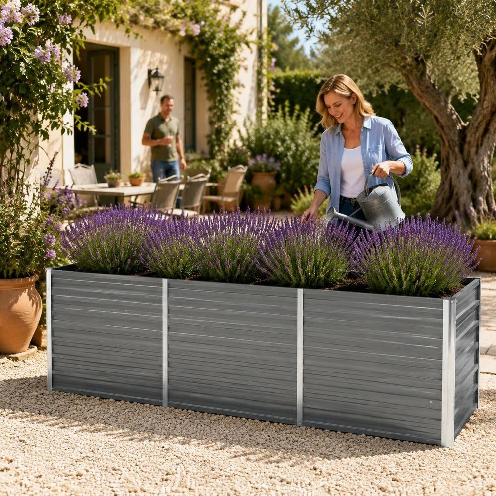 Garden Raised Bed Galvanized Steel 240x80x77 Cm Gray