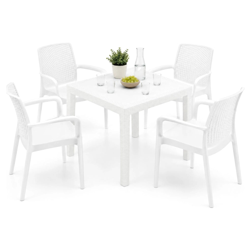 Salottino Outdoor Mataga, set Salotto da Esterno 4 Posti Made in Italy, Bianco
