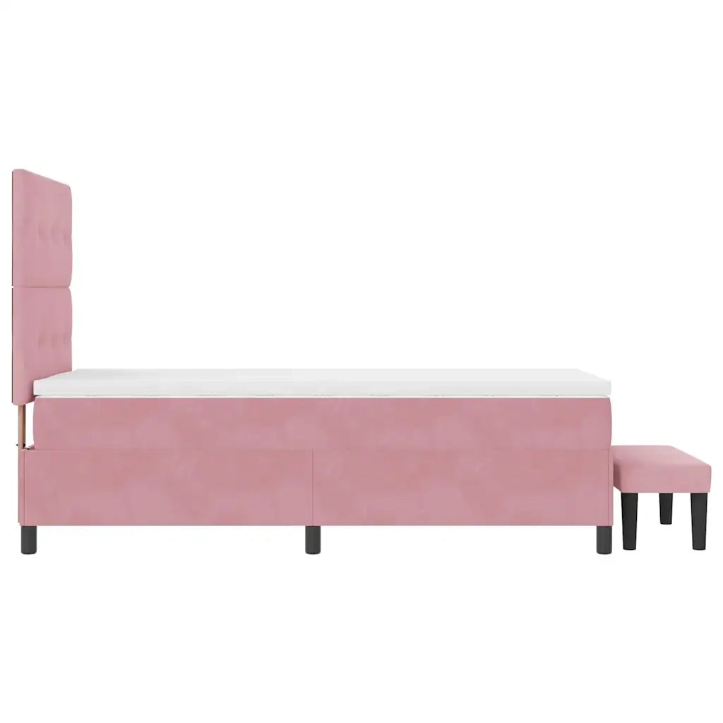 Letto a molle con testiera Rosa 200 x 90 cm Velluto 3344491