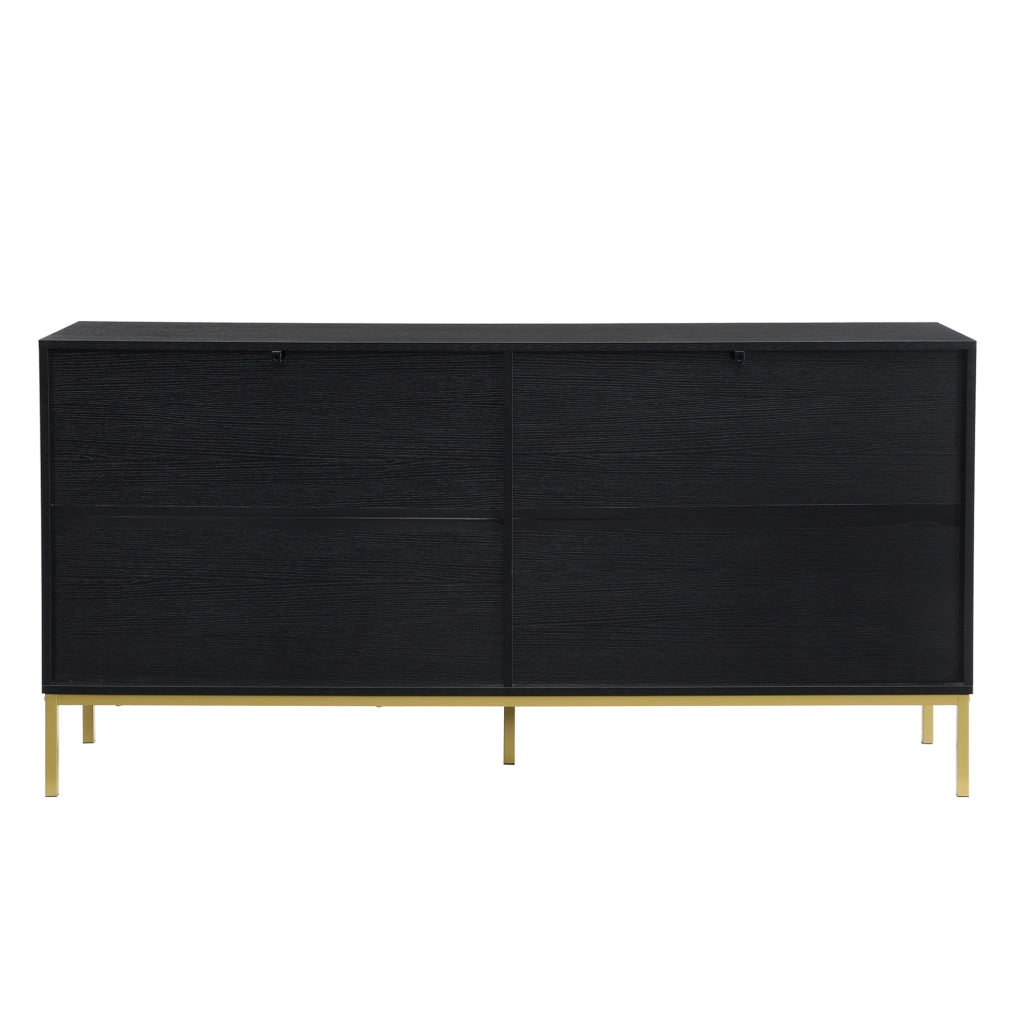 Credenza a 4 ante nera con ripiani regolabili, 160 cm