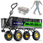Carrello da giardino KADAX con carriola, rimorchio per trasporto, portata 300 kg, con telone, grande.
