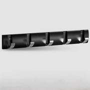 Capocassettina adesiva alla parete, porta oscillante, capocassettina con ganci estensibili, grucce spazienti in alluminio, barra a ganci per ingresso, bagno, cappello, asciugamano - Nero argento-5 ganci