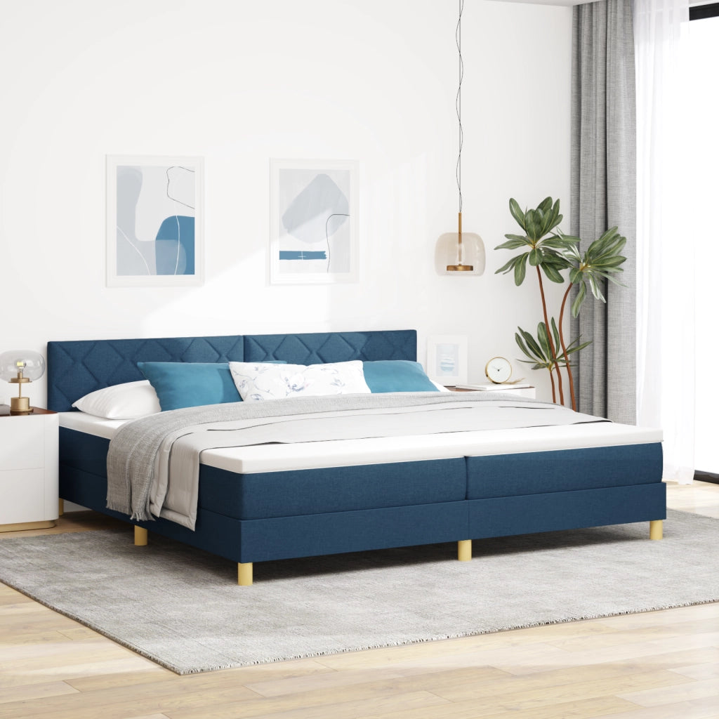 Letto Box Spring con Materasso Blu 200x200 cm Tessuto