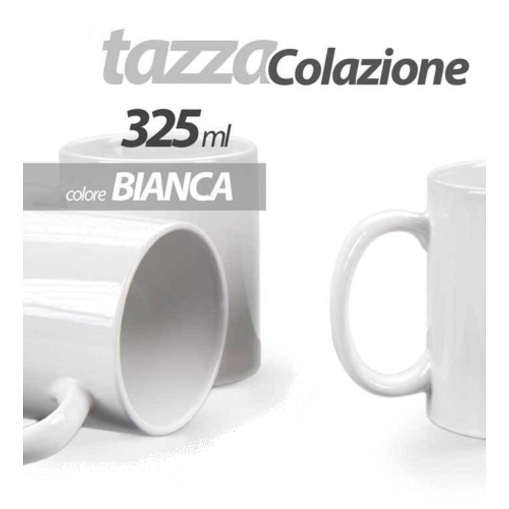 Trade Shop - Tazza Bianca Mug 325ml Latte Caffè Cappuccino Tazzone Colazione Classico 613166 -