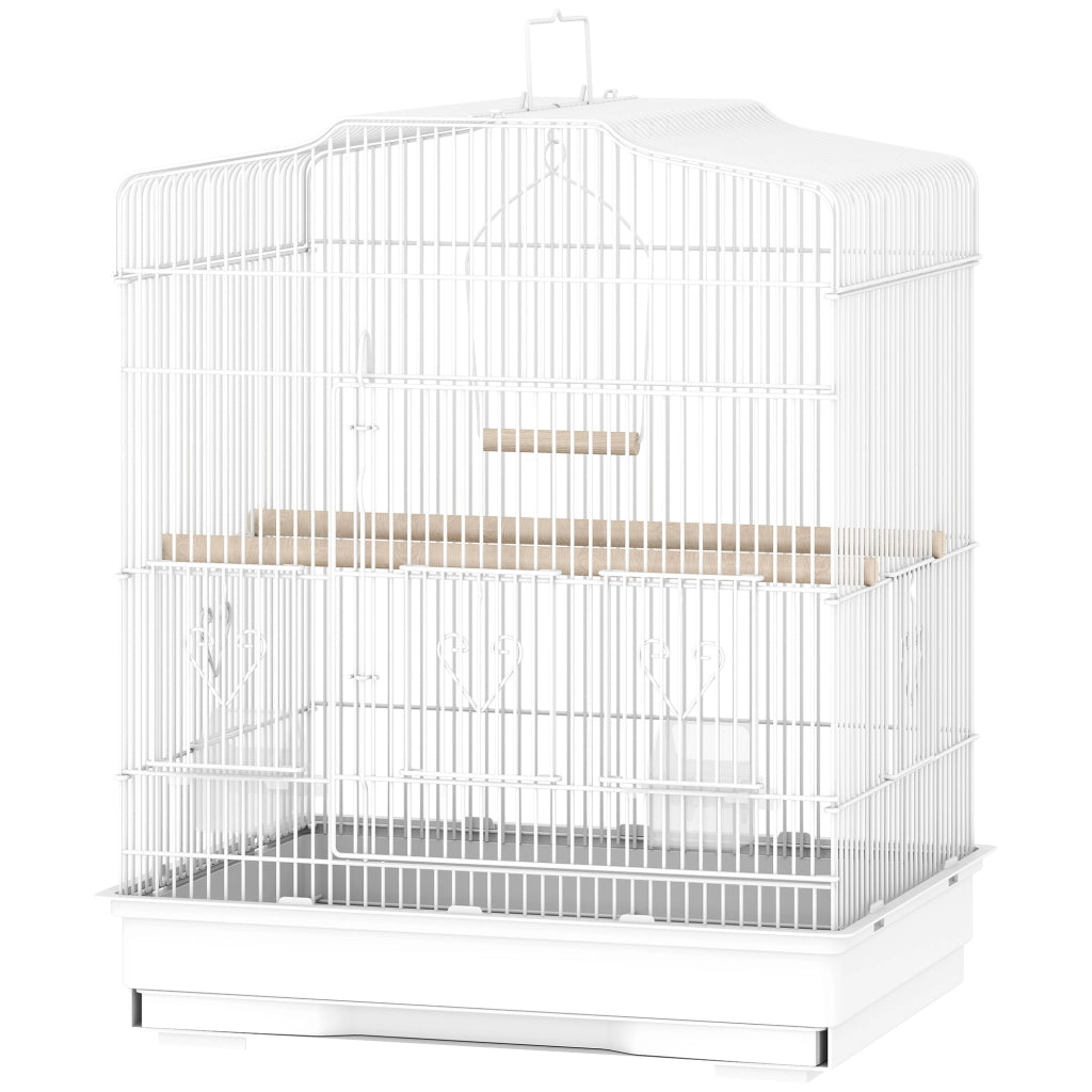 Gabbia per Uccelli ¨C Zephmum ¨C Bianco, Plastica, 5 Porte, Vassoio Estraibile