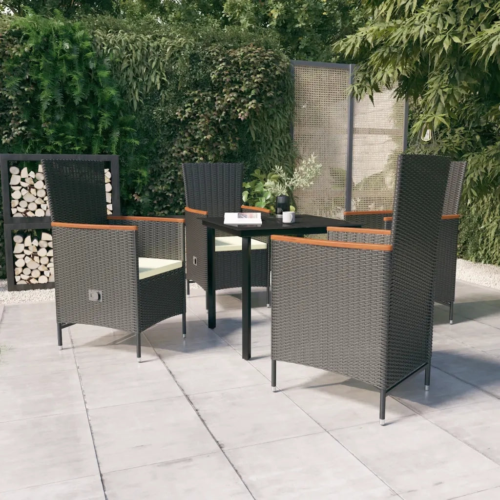 Set da Pranzo da Giardino 5 pz con Cuscini Nero cod mxl 38769