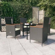 Set da Pranzo da Giardino 5 pz con Cuscini Nero cod mxl 38769