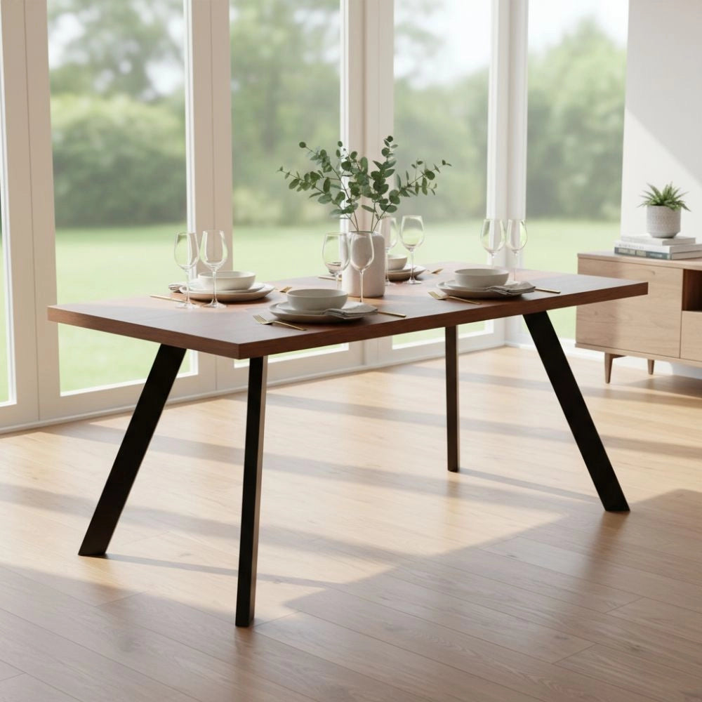 Tavolo da Pranzo Marburg 180×100 cm Rovere Noce e Acciaio Antracite – Design Industriale
