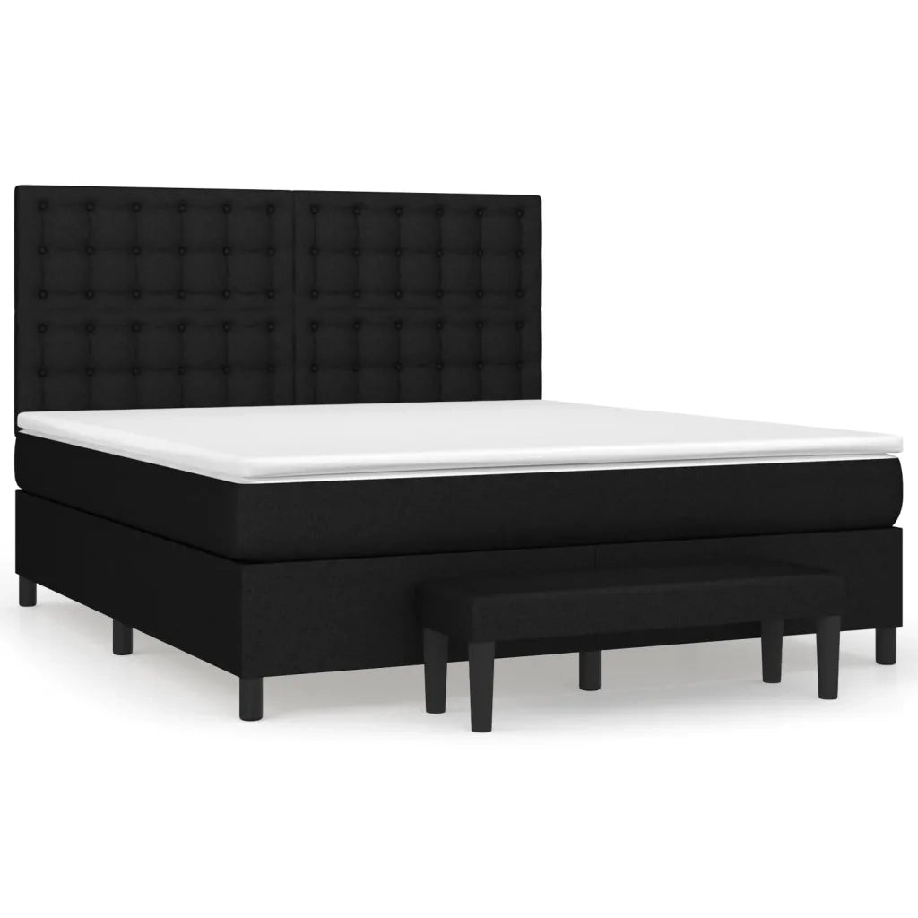 Giroletto a Molle con Materasso Nero 160x200 cm in Tessuto