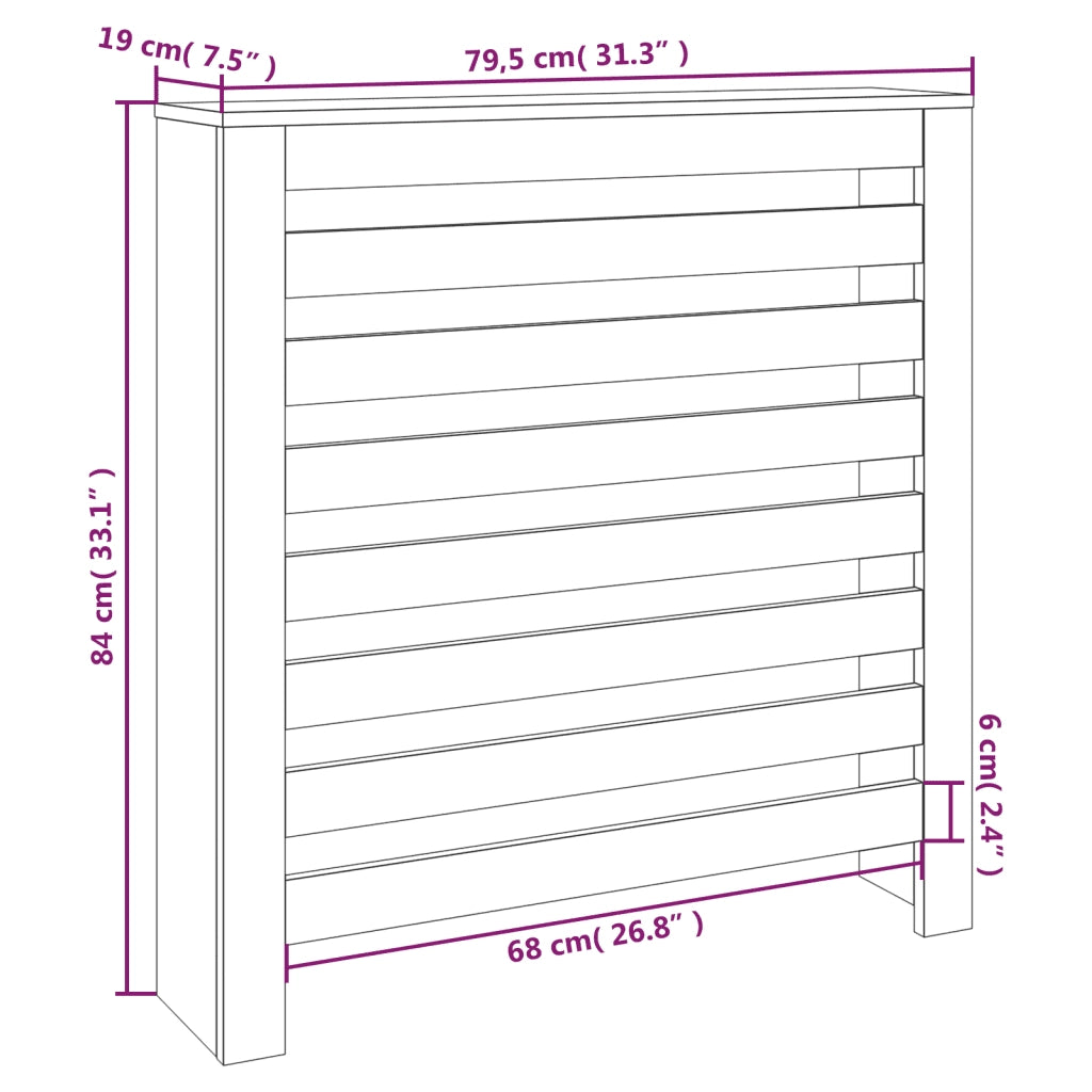 Copertura Termosifone Bianca 79,5x19x84 cm Legno Massello Pino cod mxl 78395