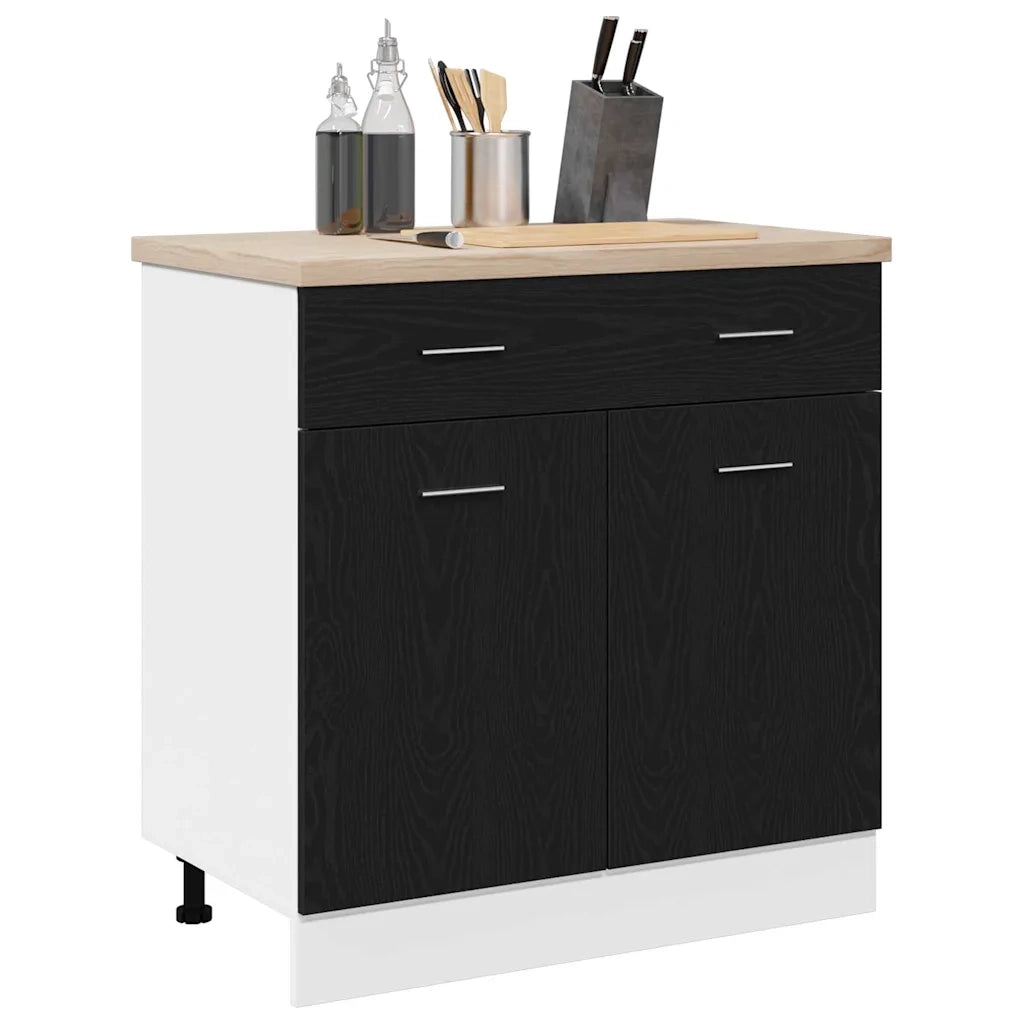 Armadio pensile | Mobile da Cucina Rovere Nero 80 x 31 x 81,5 cm Legno multistrato