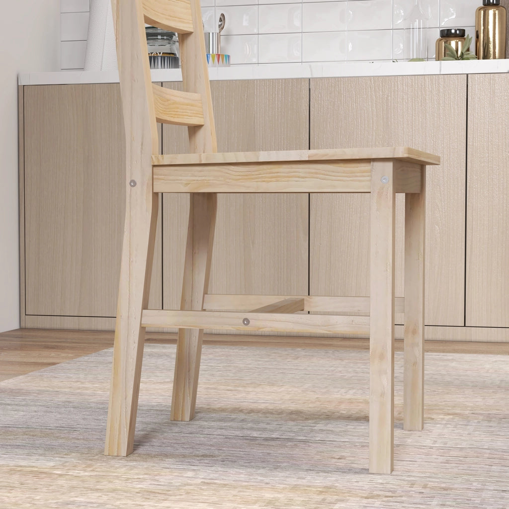 Set pranzo 5 pezzi con tavolo e 4 sedie in legno massiccio, naturale, salvaspazio
