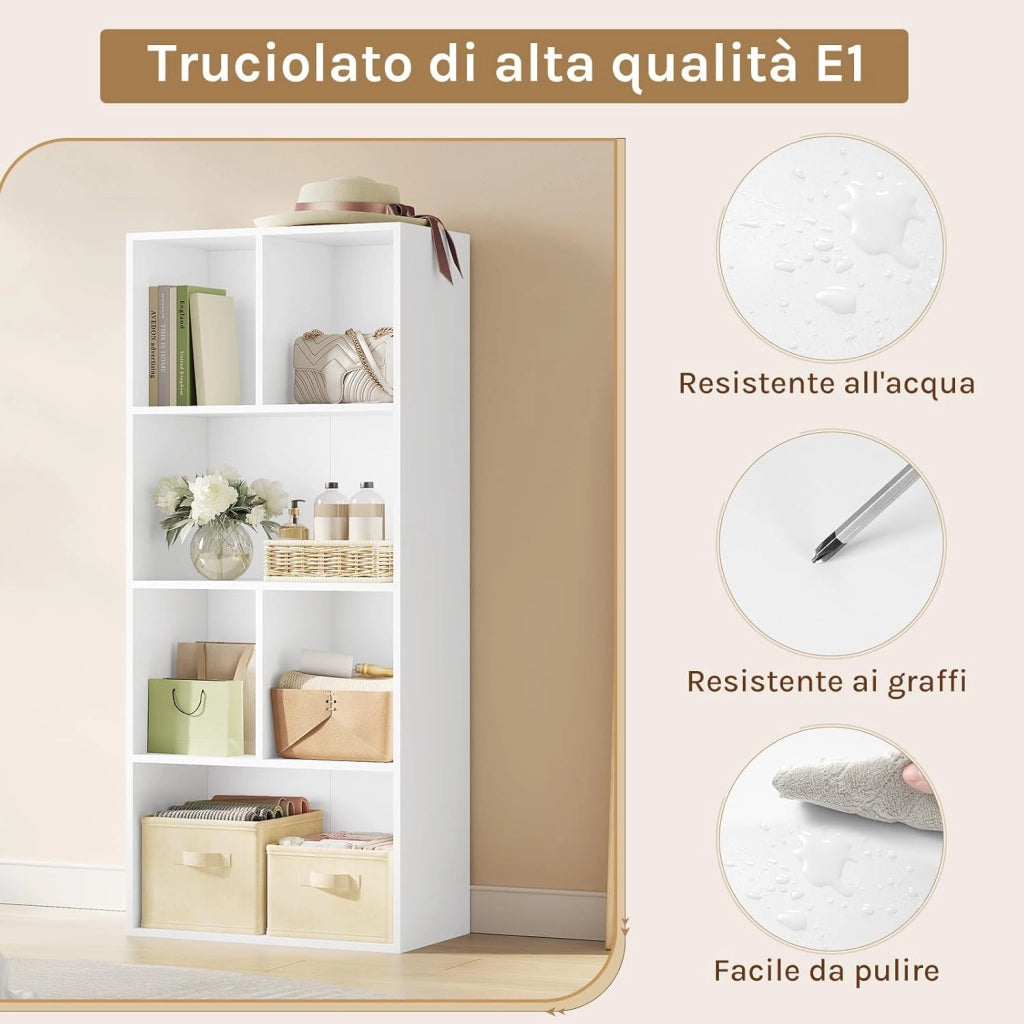 Libreria a 6 Cubi Mensola di Legno Scaffale da Esposizione per Casa e Ufficio Porta Libri SK005ws