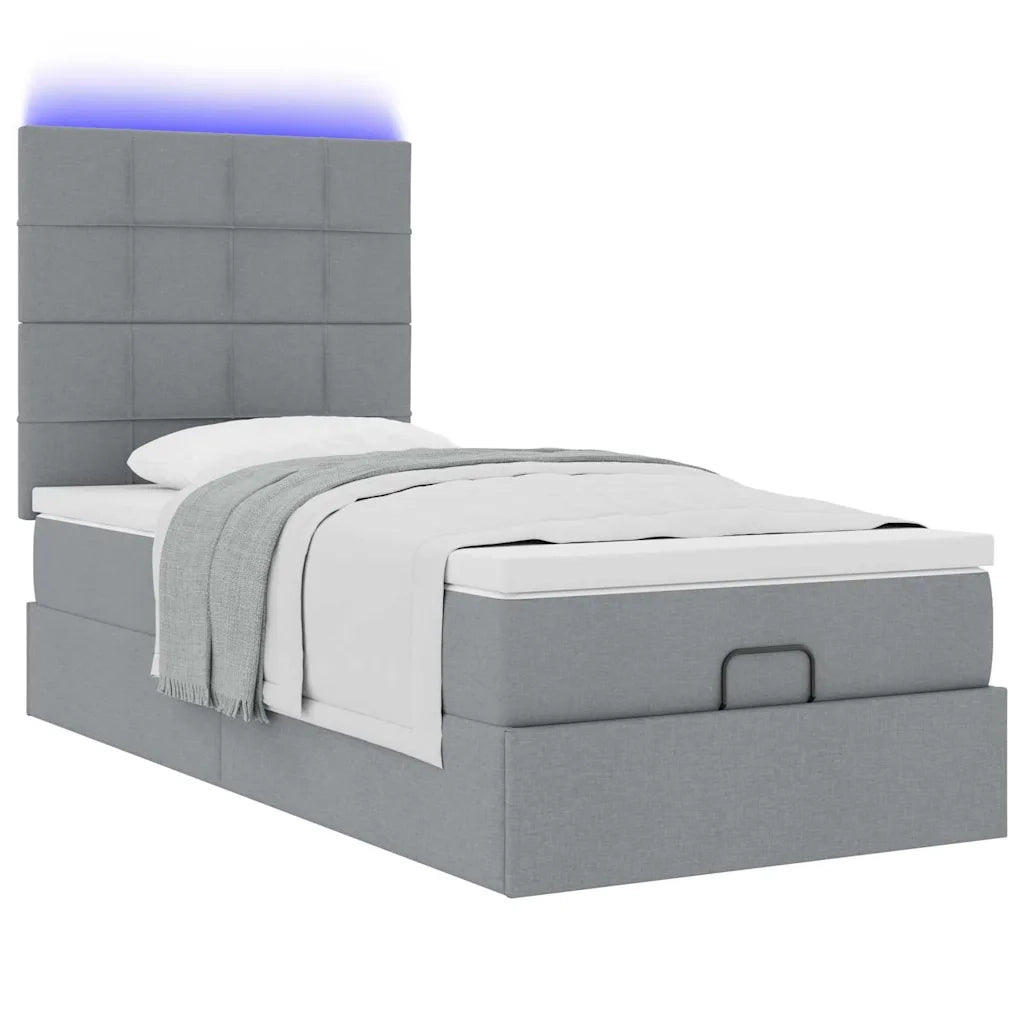 vidaXL Struttura Letto Pouf con Materasso 90x190 cm in Tessuto
