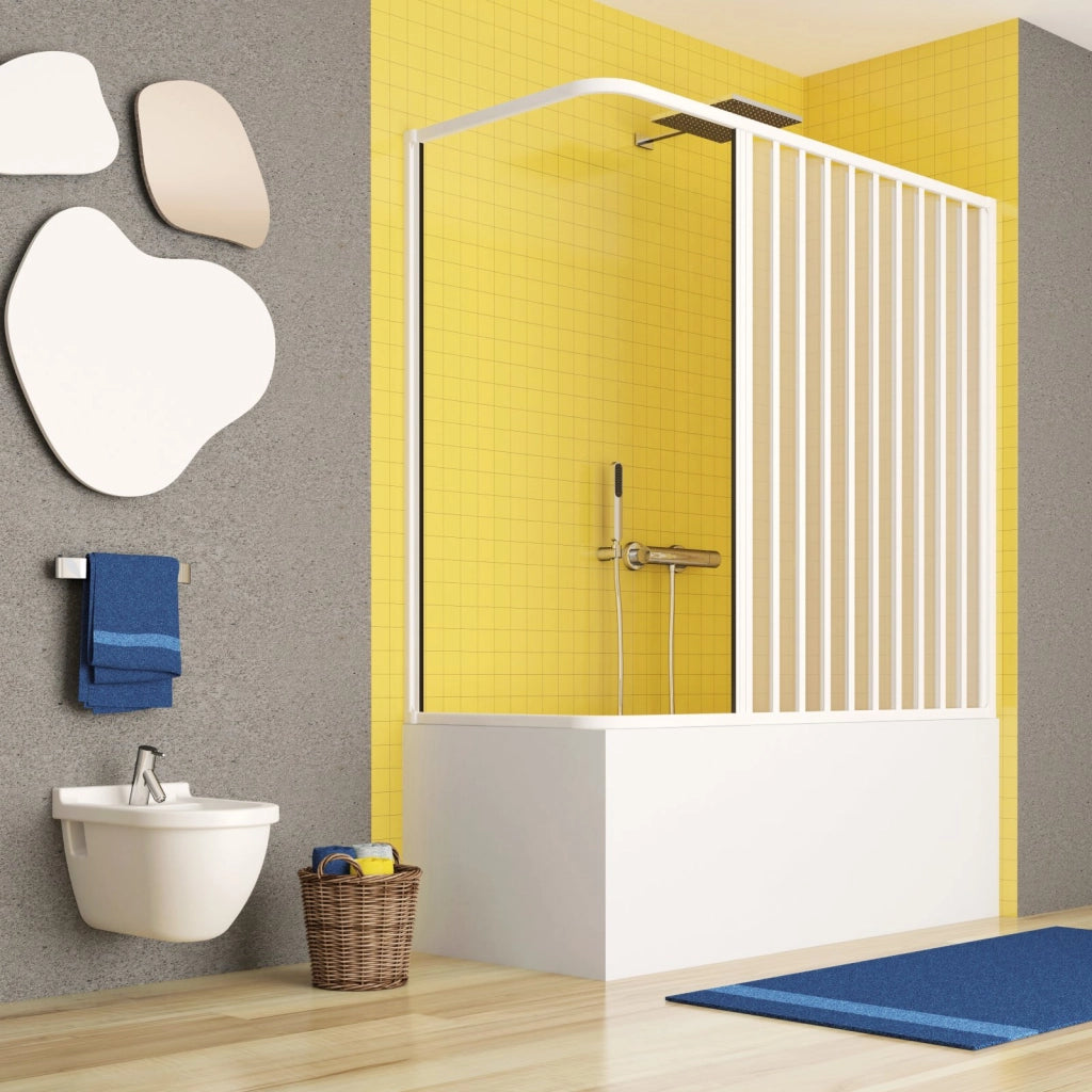 Box vasca due lati apertura laterale a soffietto, pvc bianco h150cm Platra Raily Bianco,70x170 cm