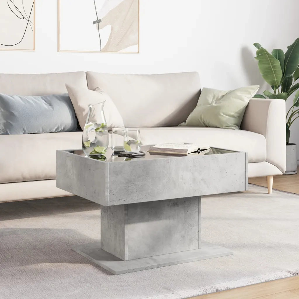 Tavolino Salotto con LED Grigio Cemento 70x50x45 cm Multistrato 847535