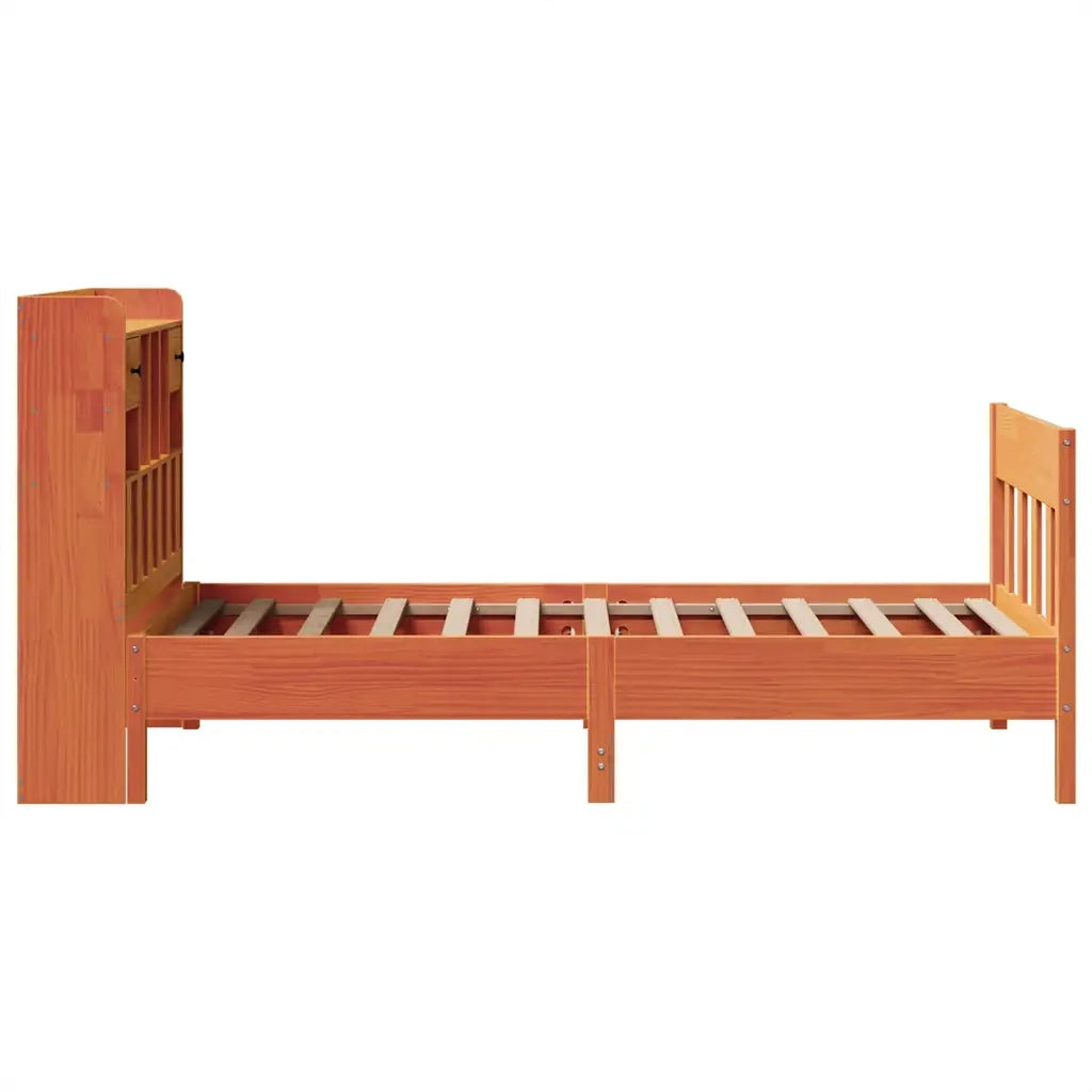 Giroletto senza Materasso-Struttura Letto Marrone Cera 100x200 cm Legno di Pino 874784