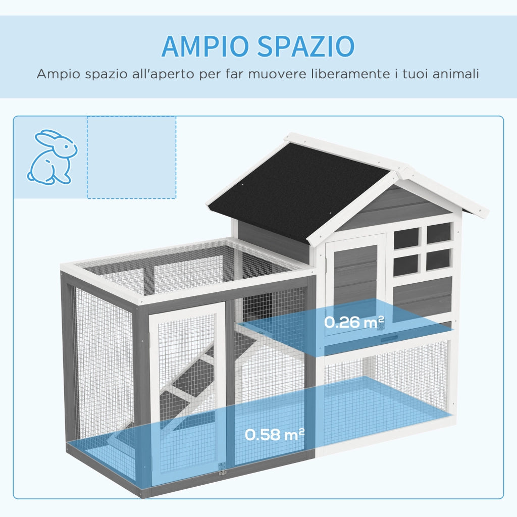 Gabbia Conigli Roditori Conigliera Legno Grigio ¨C zephmum ¨C Grigio