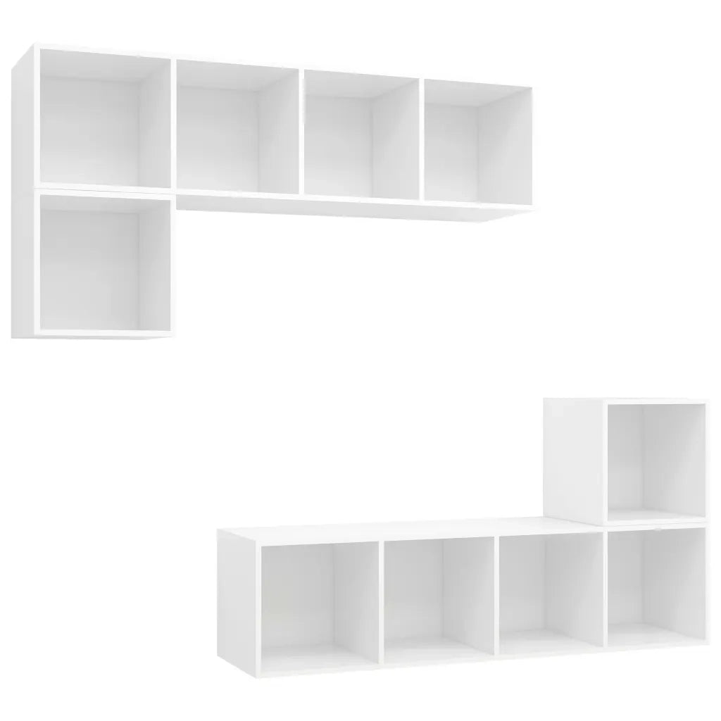 Set Mobili Porta TV 4 pz Bianco in Legno Multistrato cod mxl 56029