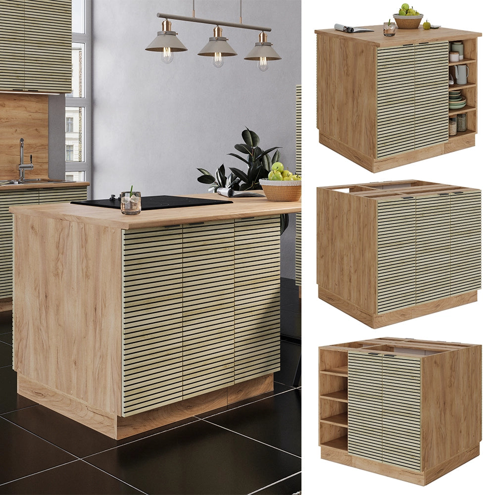 Isola cucina Fame-Line Pannello in quercia/Rovere dorato 90 cm senza piano di lavoro Vicco