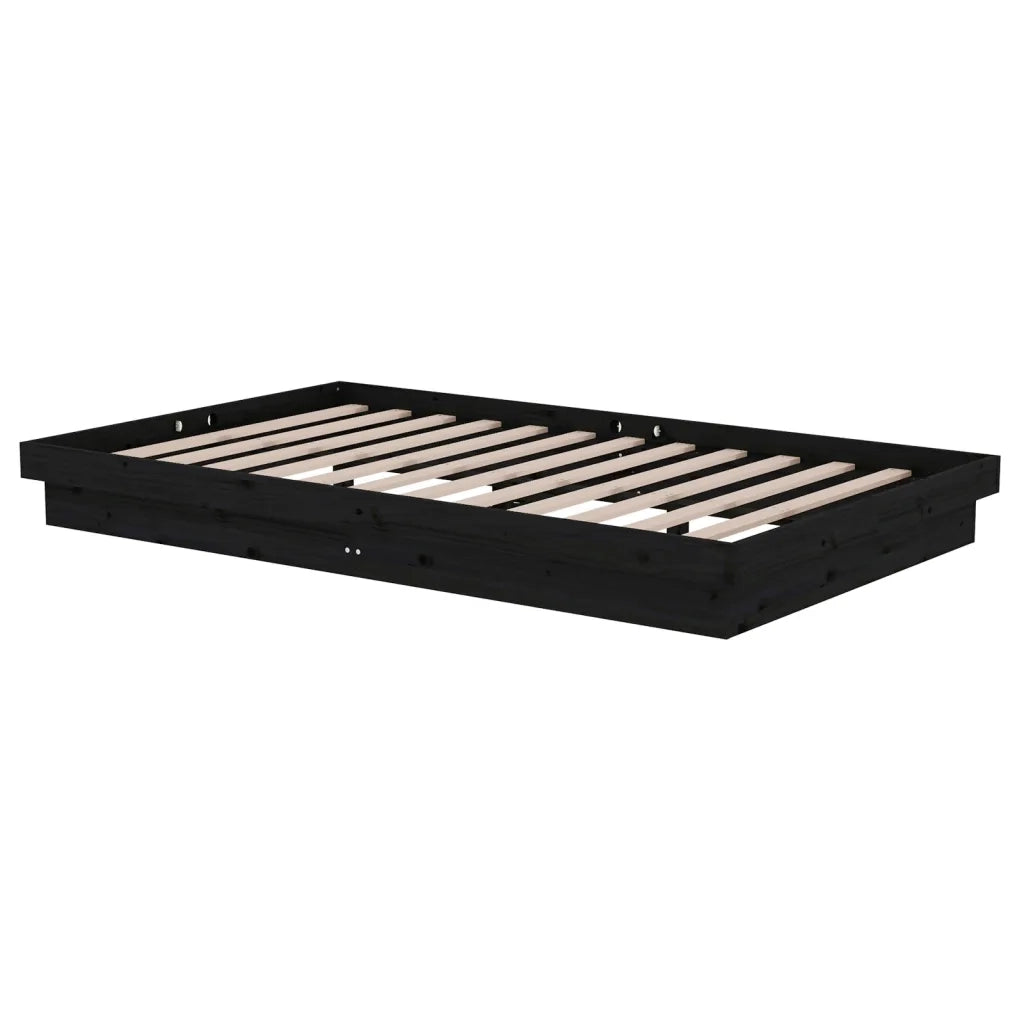 Letto matrimoniale | Letto per adulti | Giroletto Nero in Legno Massello 120x200 cm