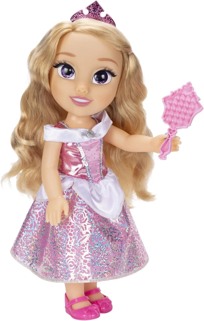 Disney Princess ? bambola 38 cm di Aurora, con i suoi abiti iconici arricchiti da dettagli glitterati, tiara scintillant