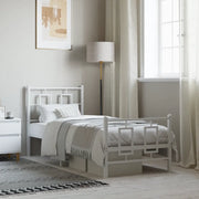 Giroletto con Testiera e Pediera-Struttura Letto Metallo Bianco 75x190 cm 655174