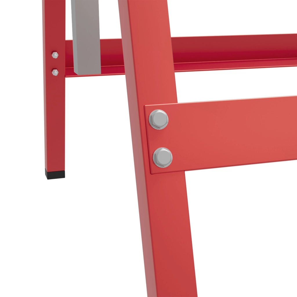 Set 2 Cavalletti da Lavoro Telescopici e Pieghevoli 68x58x80 cm  in Acciaio Q195 Rosso e Argento
