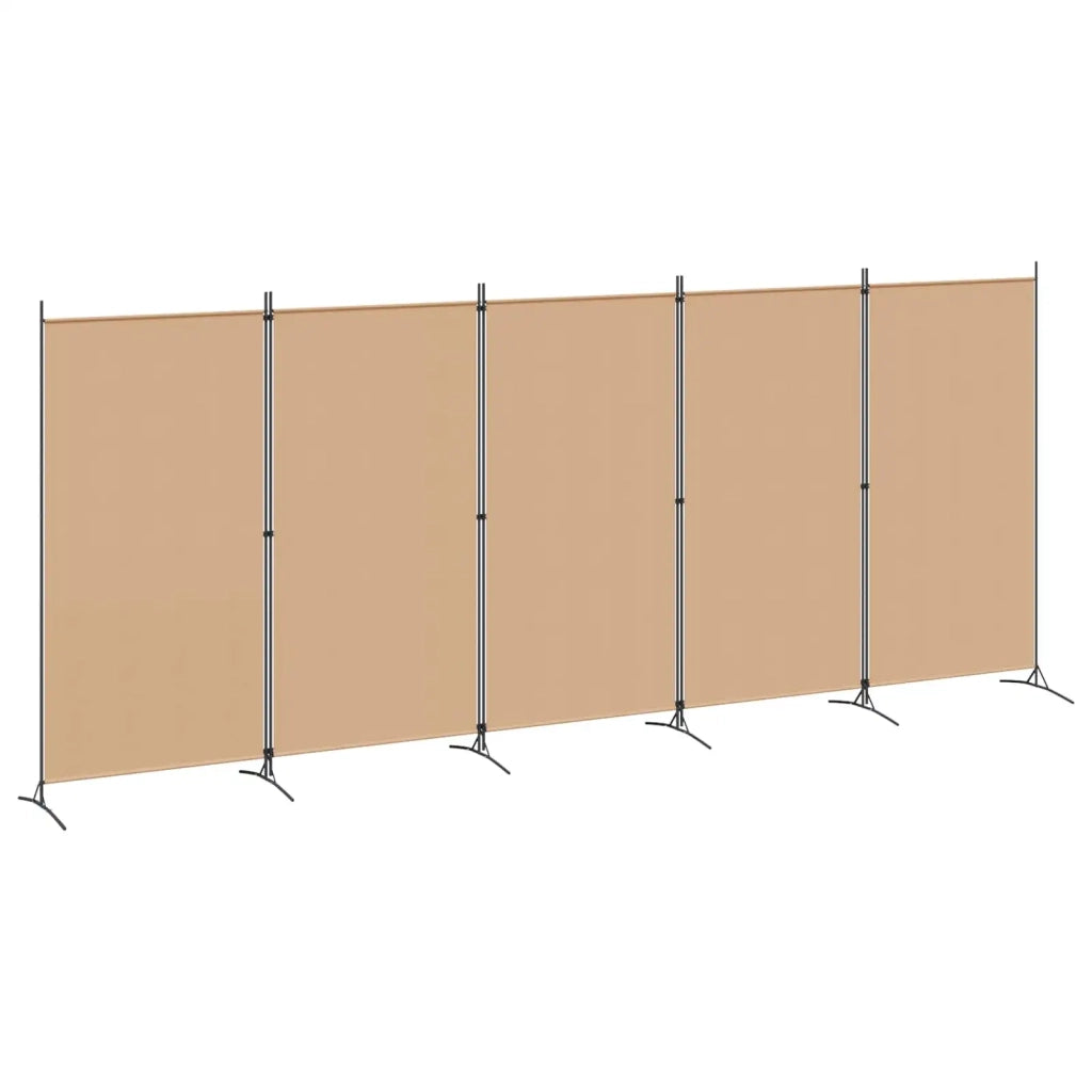 Paravento a 5 Pannelli Beige 433 x 180 cm Tessuto