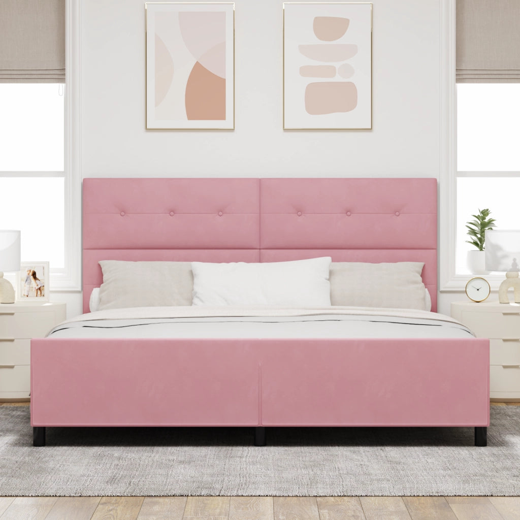 Rete letto  Rosa 200x200 cm in Velluto