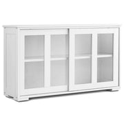 Armadietto da cucina in MDF, Mobile laterale multiuso con ante scorrevoli 106,5x33x62,5cm Bianco-Credenze buffet