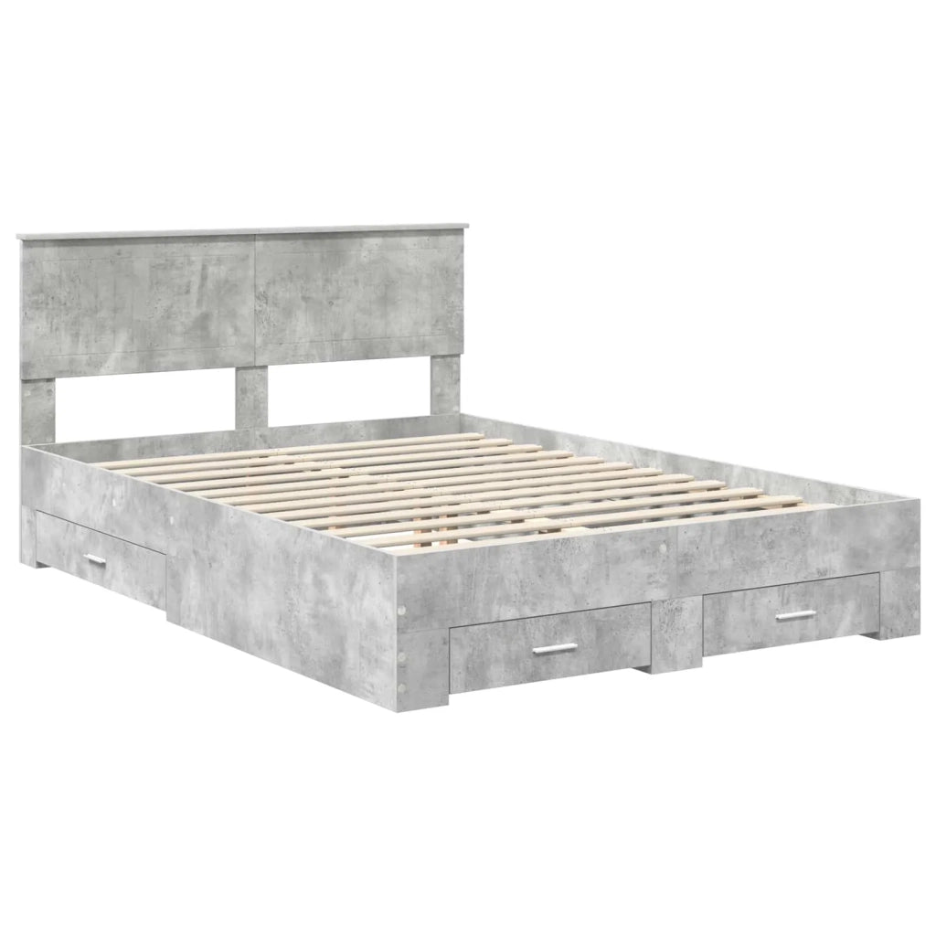 Struttura del letto con testiera Grigio cemento 140 x 200 cm