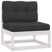 Salotto da Giardino-Set Divani da Giardino2 pz Cuscini Bianchi Massello di Pino 793312