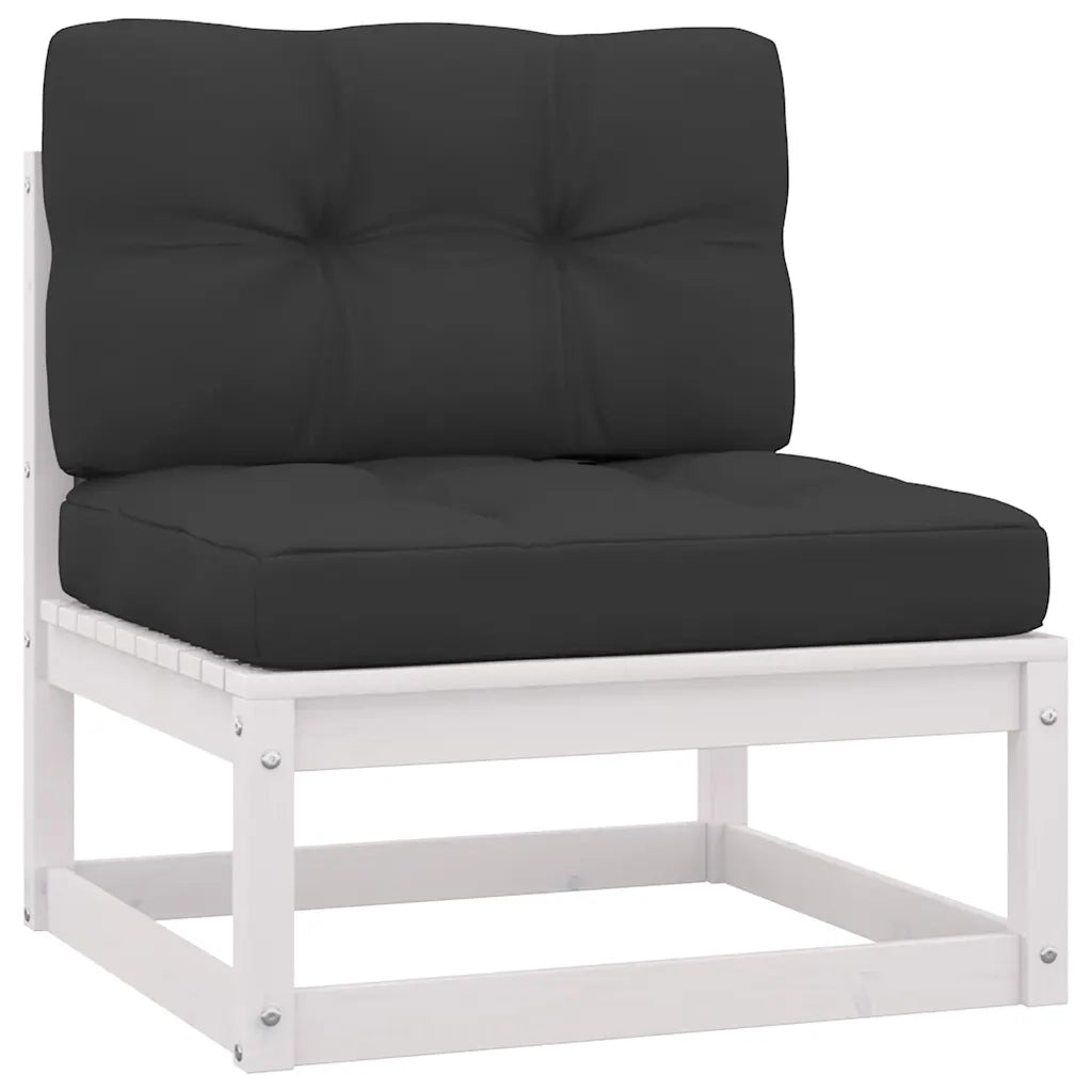 Salotto da Giardino-Set Divani da Giardino2 pz Cuscini Bianchi Massello di Pino 793312