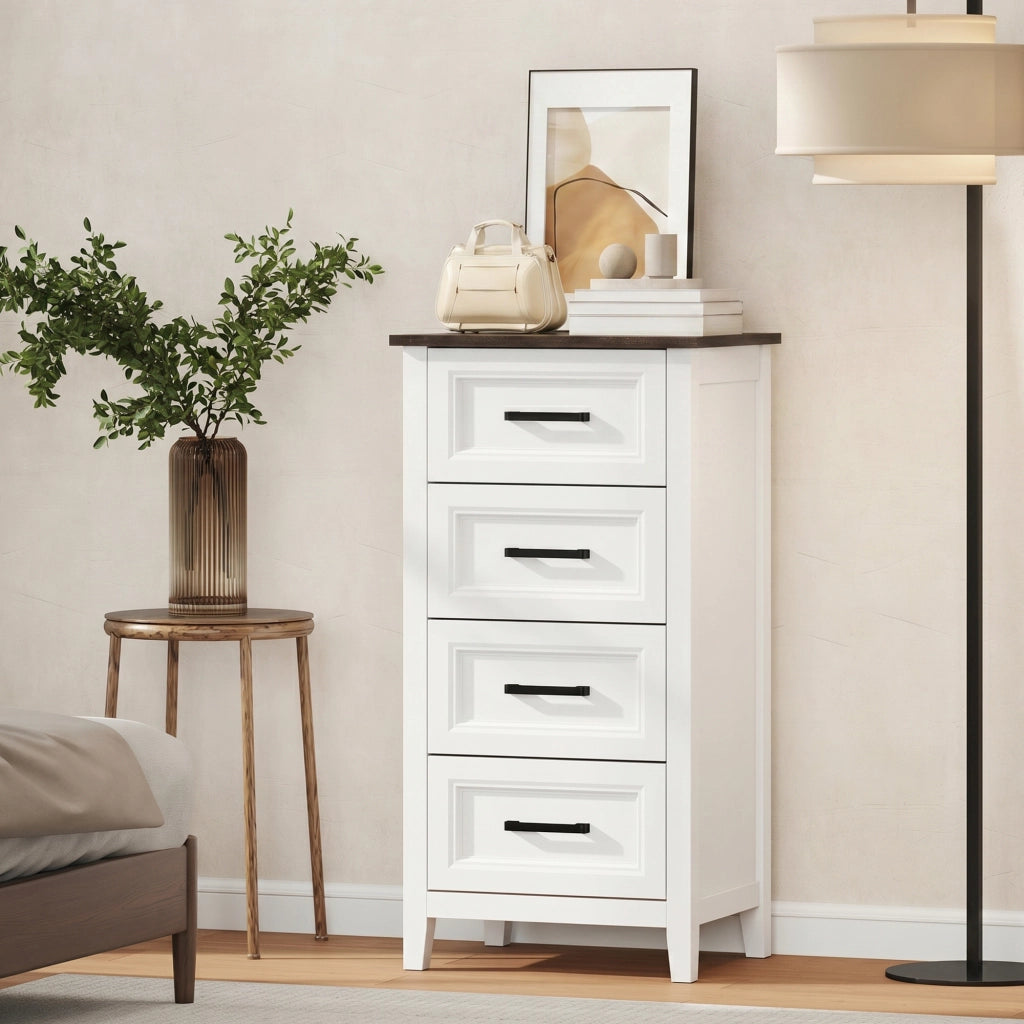 Cassettiera con 4 Cassetti. Mobile Alto per Camera da Letto e Soggiorno