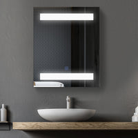 Easycomfort Armadietto Pensile da Bagno con 1 Anta, Specchio e Luci a LED | 2 Ripiani Interni | MDF Bianco (60 x 50 x 15cm)