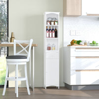 Easycomfort Mobiletto a Colonna Bagno Salvaspazio in MDF Bianco, Armadietto Bagno Multifunzione per Camera con 3 Ripiani 34x24x170cm