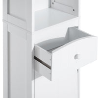 Easycomfort Mobiletto a Colonna Bagno Salvaspazio in MDF Bianco, Armadietto Bagno Multifunzione per Camera con 3 Ripiani 34x24x170cm