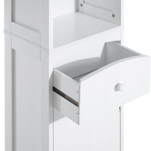 Easycomfort Mobiletto a Colonna Bagno Salvaspazio in MDF Bianco, Armadietto Bagno Multifunzione per Camera con 3 Ripiani 34x24x170cm