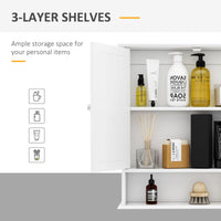 Easycomfort Mobiletto Armadietto a Muro con Specchio da Bagno Cucina in MDF 56 x 13 x 58cm Bianco