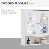 Easycomfort Mobiletto Armadietto a Muro con Specchio da Bagno Cucina in MDF 56 x 13 x 58cm Bianco