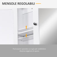 Easycomfort Mobiletto Armadietto a Muro con Specchio da Bagno Cucina in MDF 56 x 13 x 58cm Bianco