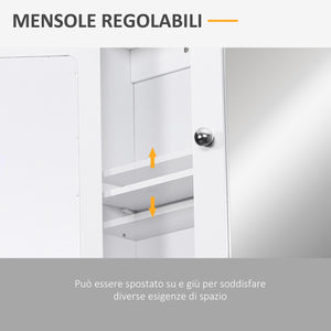 Easycomfort Mobiletto Armadietto a Muro con Specchio da Bagno Cucina in MDF 56 x 13 x 58cm Bianco